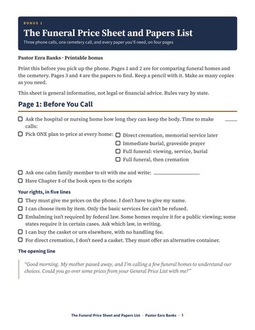 The Funeral Price Sheet and Papers List